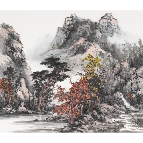 "Birdsong in the Autumn Mountains" - Limited Edition Giclée Print on Bamboo Paper