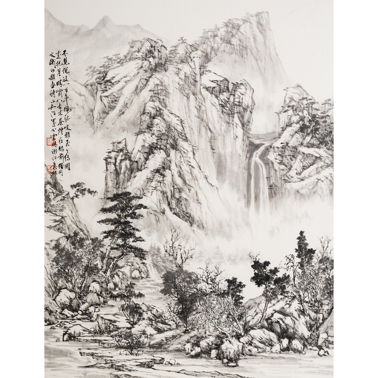 "Waterfall Among a Thousand Peaks" - Limited Edition Giclée Print on Bamboo Paper