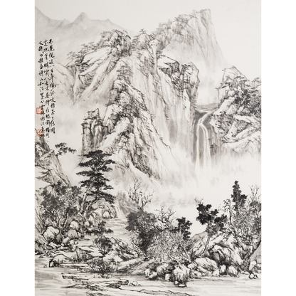 "Waterfall Among a Thousand Peaks" - Limited Edition Giclée Print on Bamboo Paper