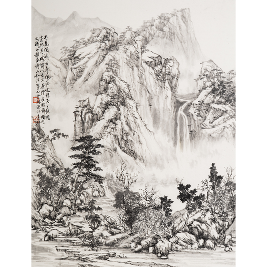 "Waterfall Among a Thousand Peaks" - Limited Edition Giclée Print on Bamboo Paper