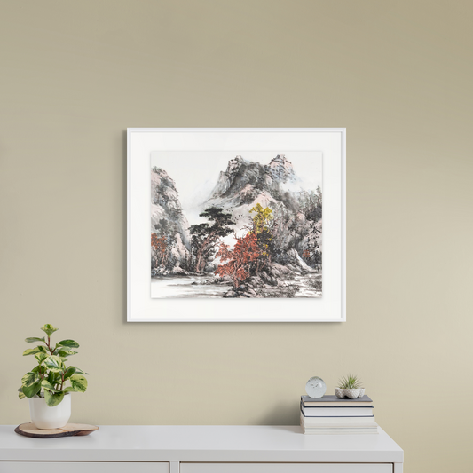 "Birdsong in the Autumn Mountains" - Ink and Color on Rice Paper Original