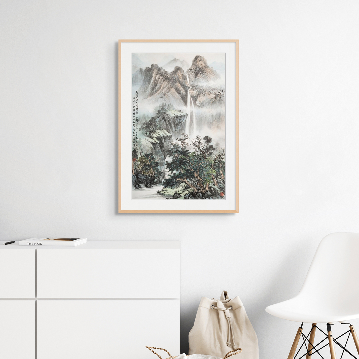 "Flying Waterfalls Rush Downward—Mists and Clouds Ascend" - Ink and Color on Rice Paper Original