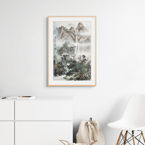 "Flying Waterfalls Rush Downward—Mists and Clouds Ascend" - Limited Edition Giclée Print on Bamboo Paper
